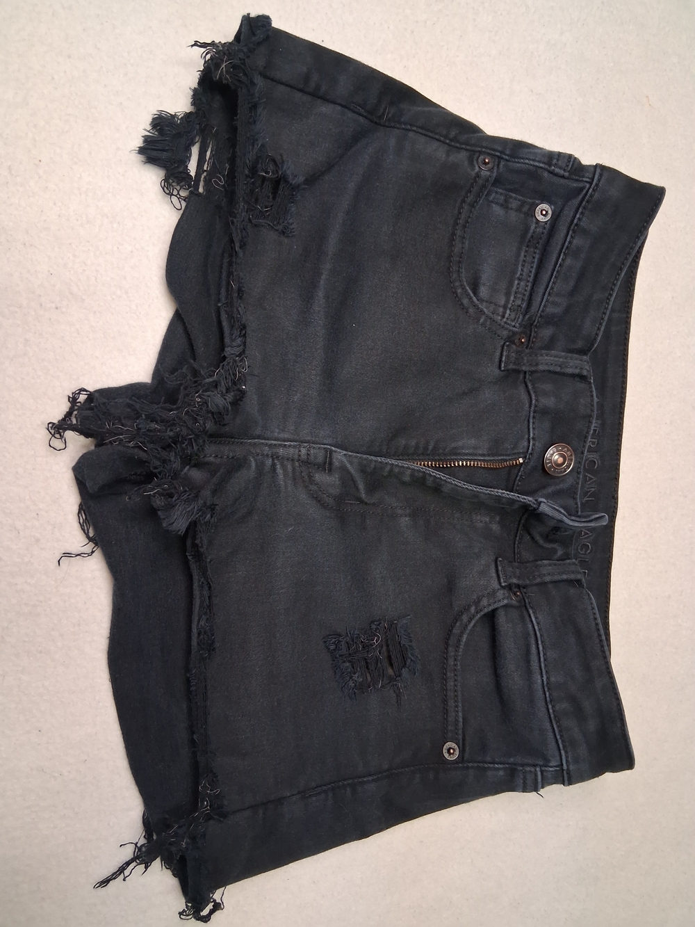 American Eagle Outfitters Black Distressed Denim Cutoff Shorts